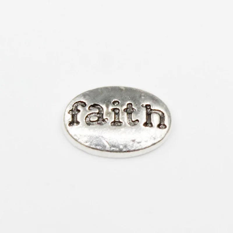 "Faith Metal Stone Plate Floating Charm"(1pc)
