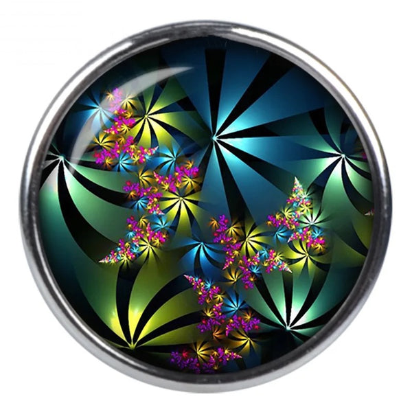 "Nature's Tapestry: 18mm Floral Fusion Snap Button for All Snap Button Jewelry"