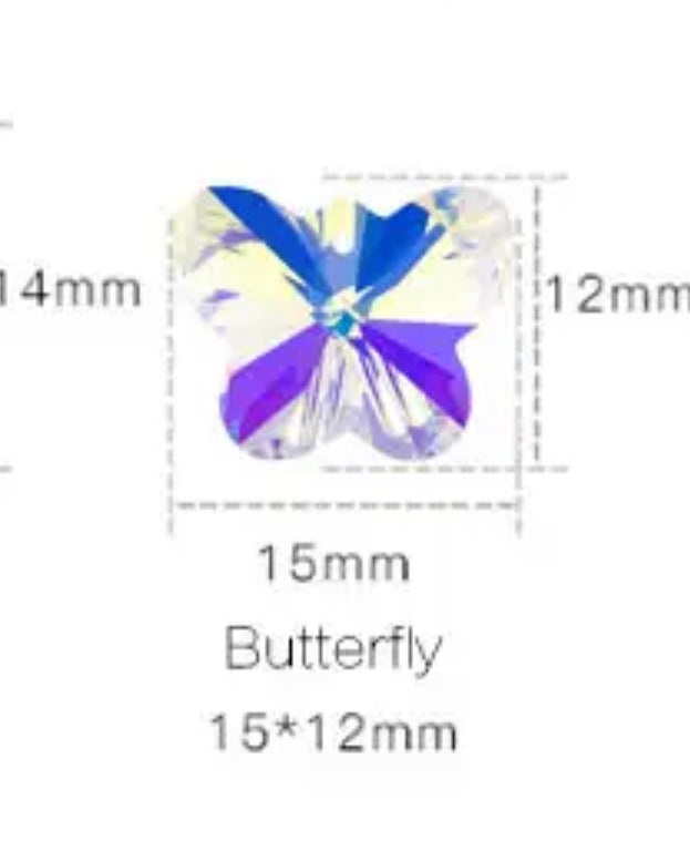 "14mm Glass Charm/Pendant - Heart or Butterfly Design - Versatile Accessory for Keychains, Necklaces, and More"(3pcs)