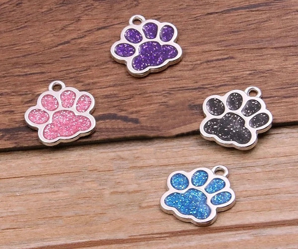 "Glittery Dog Paw Metal Key Chain Tag - Sparkling Pet Love On-The-Go"(1pc)