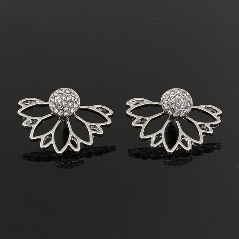 "Floral Sparkle: Rhinestone Flower Stud Earrings for Women"