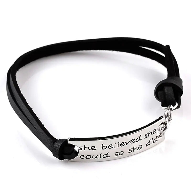 "Empowerment Expressions: Unisex Leather/Velvet Inspirational Message Bracelets"