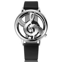 "Melodic Symphony: Luxury Fashion Music Note Watch with Leather Strap for Men and Women"