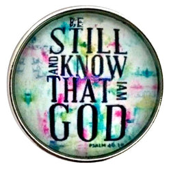 "Sacred Reflection: 'Be Still and Know' 18mm Snap Button for Snap Jewelry Collection"