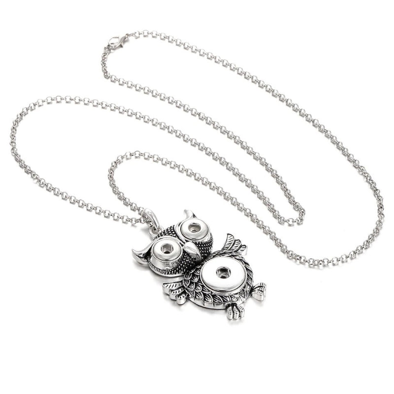 "Owl Snap Pendant Necklace with Interchangeable Snap Buttons"(1pc)