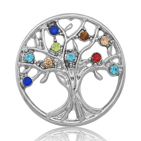 "Enchanted Forest: 18mm Tree of Rhinestone Leaves Snap Button - Captivating Beauty for All Snap Button Jewelry"