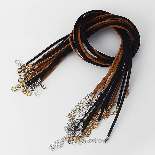 "Elegant Suede Velvet Leather Necklace: Khaki and Black Handmade with Lobster Clasp"