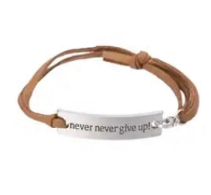 "Unwavering Determination: Motivational Leather/Velvet Strap Bracelet for Men and Women"