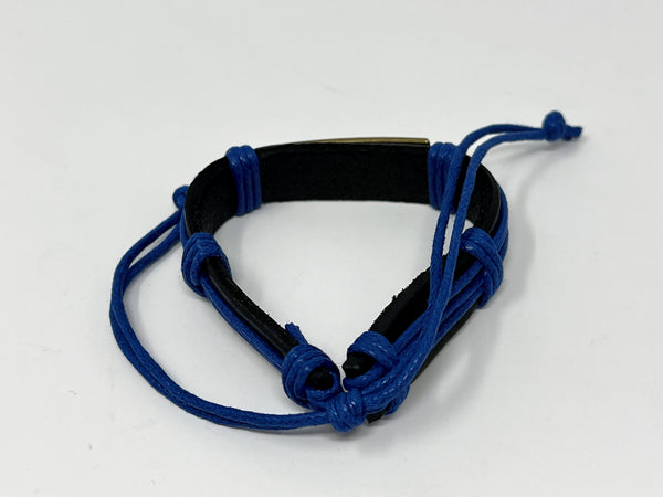 "Genuine Leather Adjustable Bracelet with Hope Plate"(1pc)