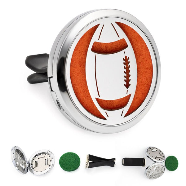 "38mm Stainless Steel Football Cutout Essential Oil Car Vent Diffuser - Stay Refreshed on the Go!"