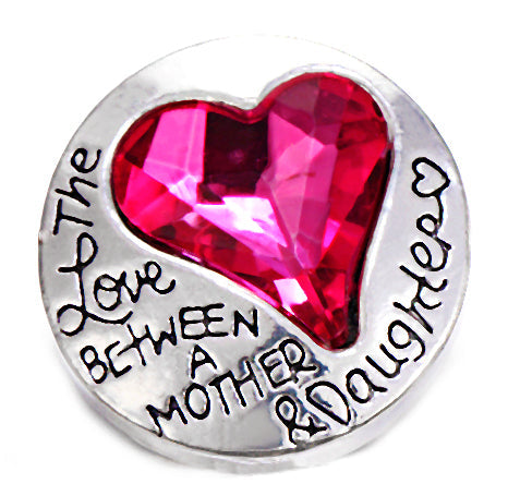 "Forever Bond" Pink Gem Heart Snap Button: Celebrating Mother-Daughter Love- 18MM