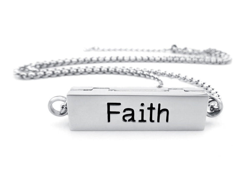 "FAITH" Aromatherapy Essential Oil Diffuser Locket Necklace