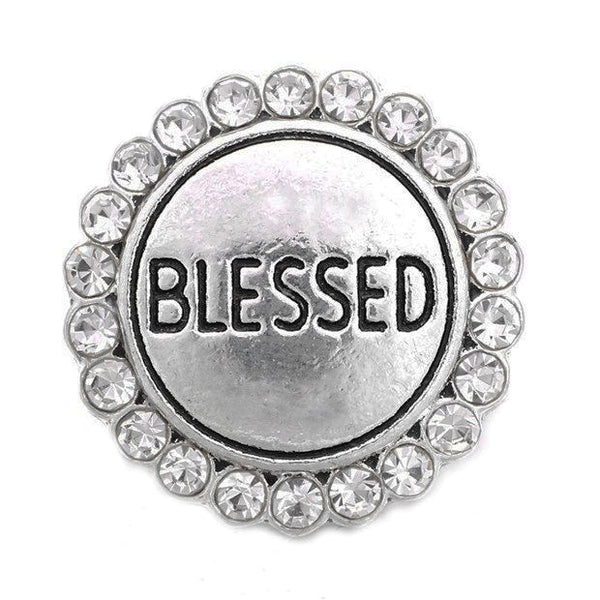 "Radiant Blessings: Rhinestone Outlined Snap Button - Embrace Gratitude and Elegance"