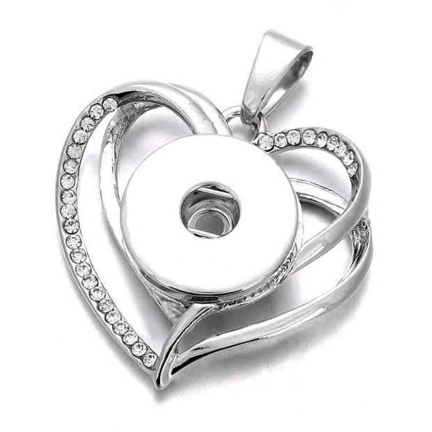 "Sparkling Heart Rhinestone Snap Necklace"(1pc)