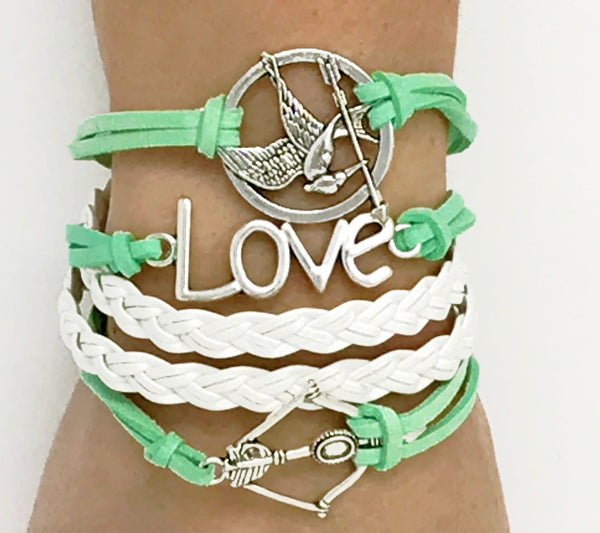 Green/White Multi Layer Bracelet (Love)