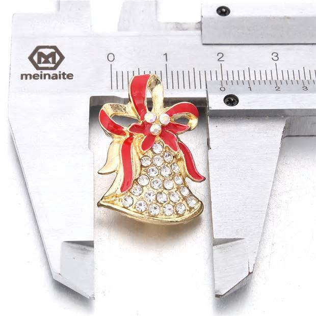 "Festive Jingle: Rhinestone Christmas Bell Snap Buttons for Holiday Jewelry Customization"