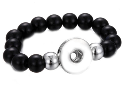 Stone Bead Snap Button Bracelets- Fits 18MM Snap Buttons (4 Colors)