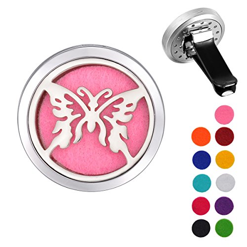 "Stainless Steel Butterfly Essential Oil Car Diffuser"(1pc) v.2