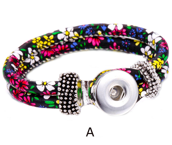 Noosa Style Bracelet, Leather Bracelet, Snap Charm, Snap Button Bracelet, Snap Chunk (3 Colors)