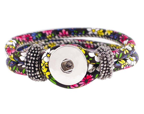 Noosa Style Bracelet, Leather Bracelet, Snap Charm, Snap Button Bracelet, Snap Chunk (3 Colors)