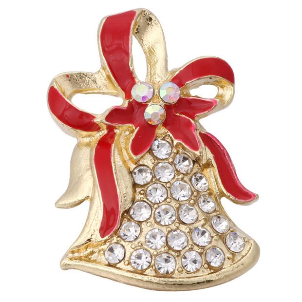 "Festive Jingle: Rhinestone Christmas Bell Snap Buttons for Holiday Jewelry Customization"