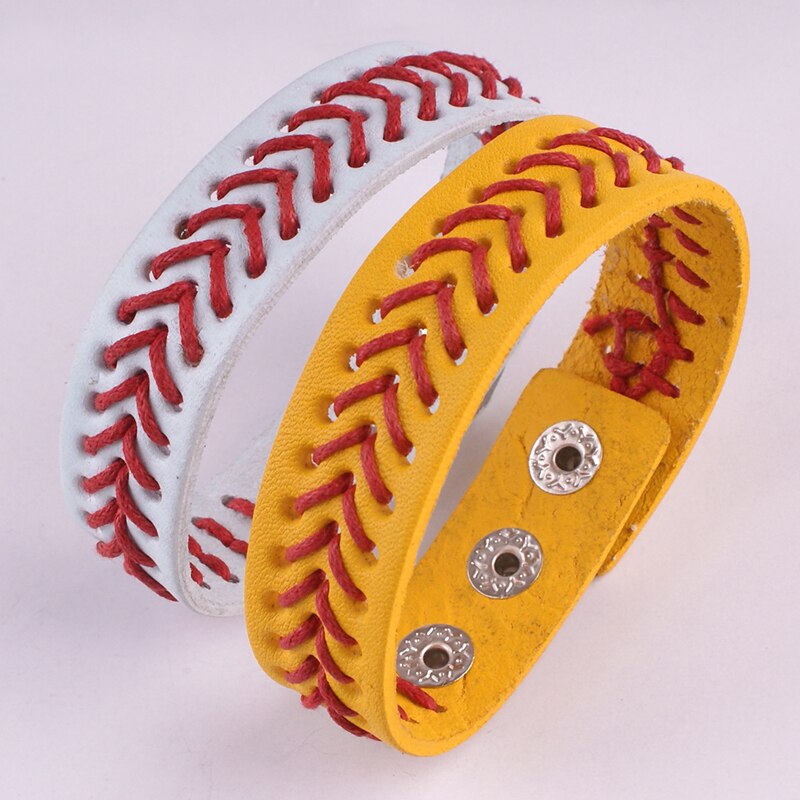 "Sports Leather Bracelet with Snap Button - Football, Baseball & Basketball"(1pc)