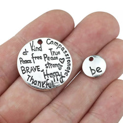 Set of 2 Circular Charms/Pendants: Embrace Positive Qualities and Inspire Others (1pc)