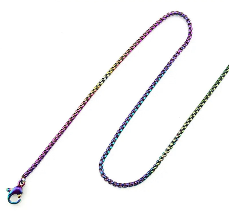 Brilliant and Versatile - Stainless Steel Rainbow Box Chain Necklace for Charm and Pendant Customization (1pc)