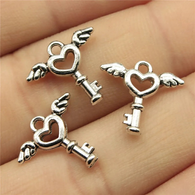 "Angel Wing Key Heart Charm - Unlocking Love and Protection" (1 Charm included)
