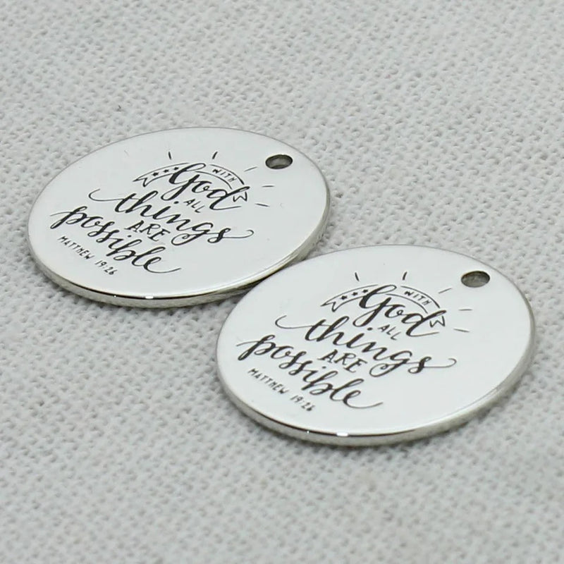 Embrace the Power of Faith: Inspiring Charm/Pendant "With God all things are possible"(1pc)