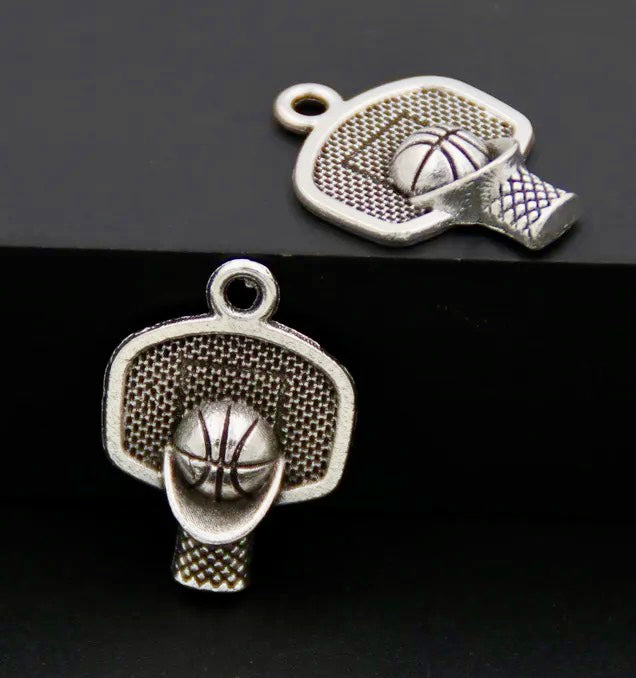 "Basketball Hoop and Ball Charm Pendant - Show Your Love for the Game!"(1pc)