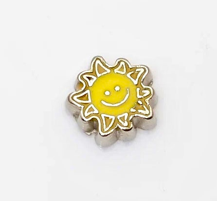 "Sunny Smiles Floating Locket Charm: Happy Sun"(1pc)