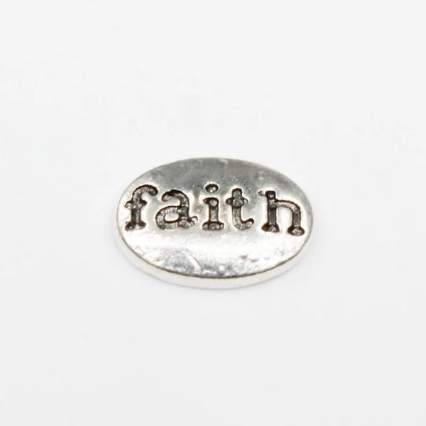 "Faith Metal Stone Plate Floating Charm"(1pc)