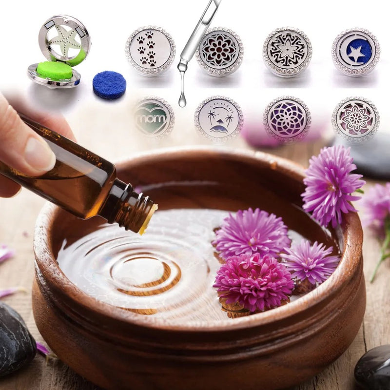 "Sparkling Metal Cutout Snap Button Essential Oil Diffuser Collection: Embrace Aromatherapy with Style!"