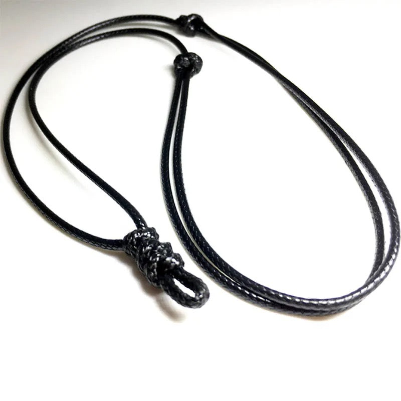 "VersaCord: High-Quality Black Leather Cord Necklace for DIY Charms or Pendants - Adjustable 20mm-40mm for Men or Women"