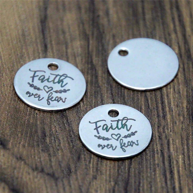 "Faith over Fear" Engraved Charm/Pendant: Embrace Courage and Belief (1pc)