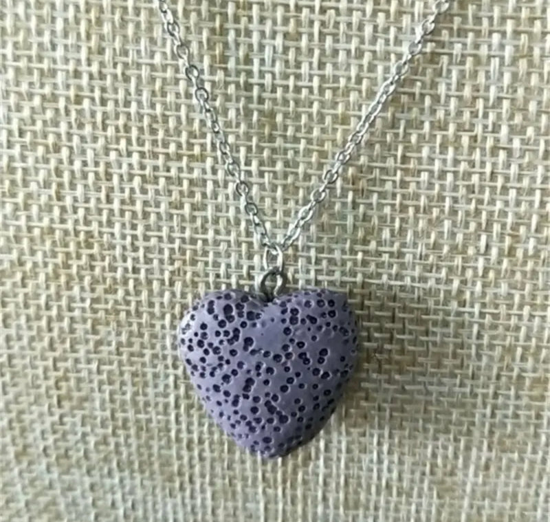 "Stainless Steel Lava Heart Aromatherapy Necklace: Infuse Love and Serenity"