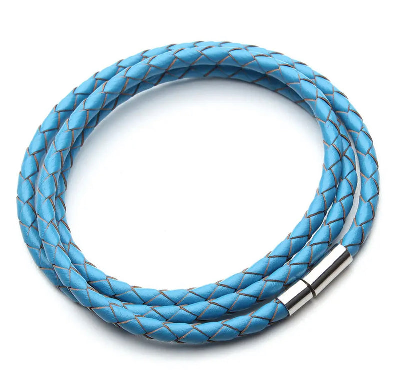 Stylish and Versatile: 3 Layer Genuine Braided Leather Bracelet with Magnetic Clasp (1pc)