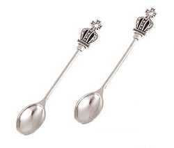 "Miniature Crown and Cross Antique Silver Spoon Charm - Regal Elegance for Keychains and Jewelry" Single Charm Included"