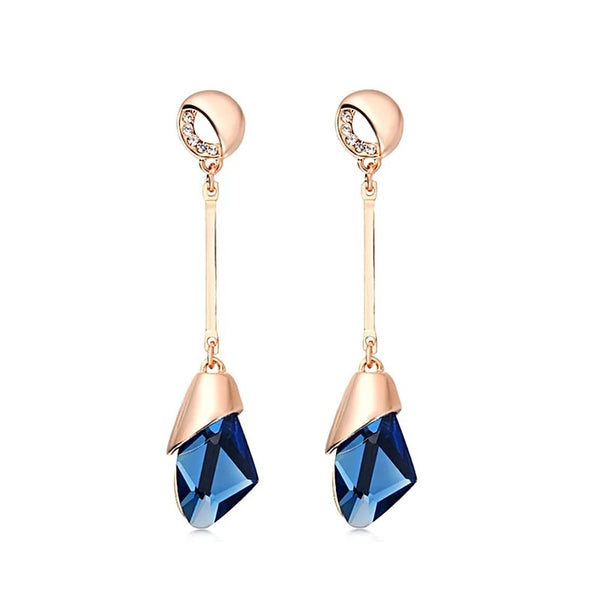 "Radiant Drops: Stunning Crystal Fashion Water Drop Earrings for Women - Available in 3 Colors"