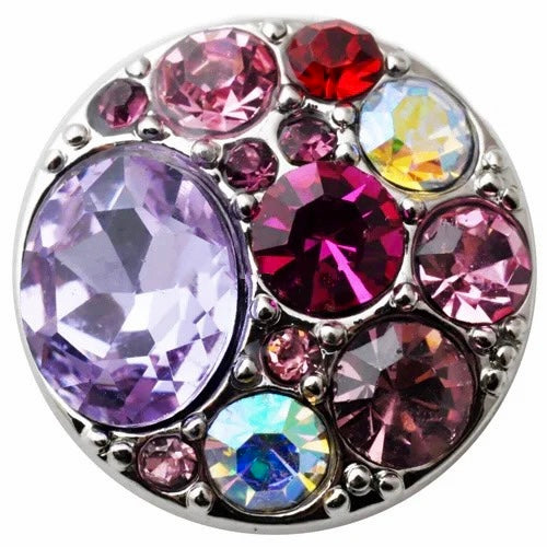 "Radiant Gems: 18mm Multicolored Gem Snap Button - Stunning Beauty in Three Unique Styles"