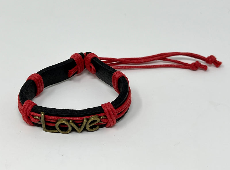 "Genuine Leather Adjustable Bracelet with LOVE Letters"(1pc)