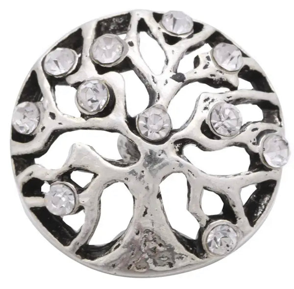"Glistening Rhinestone Tree Snap Button - 18mm: Sparkle with Elegance and Style!"