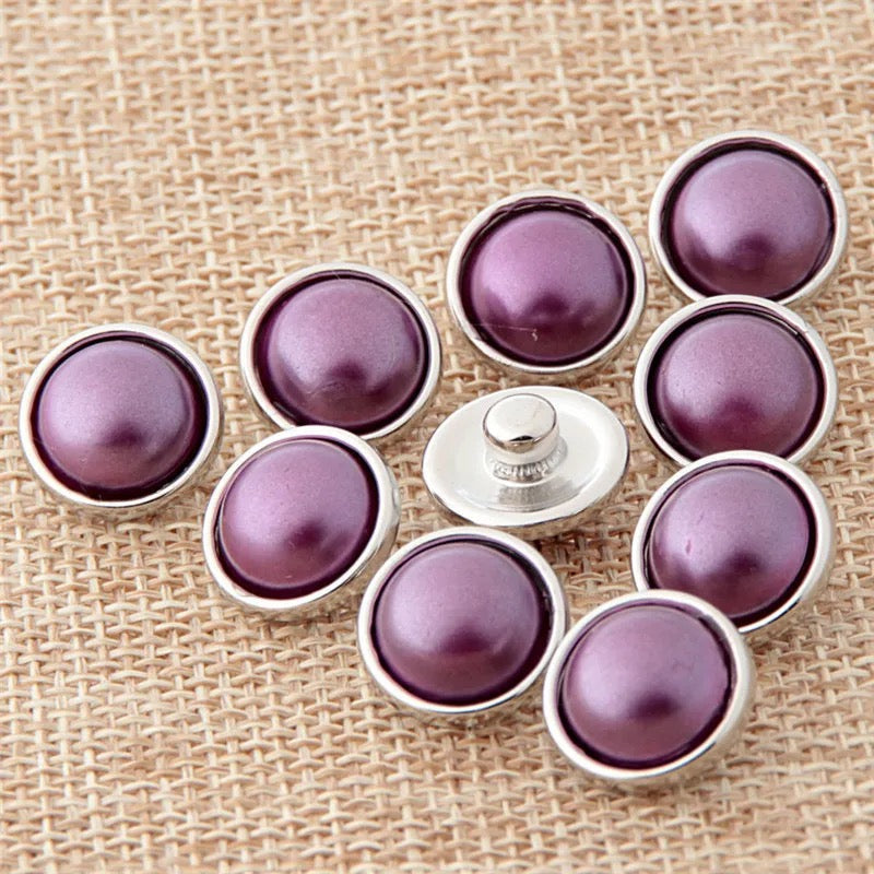 "Colorful Snap Elegance: Fashion Round 12MM Snap Button in Black and Purple"-12mm