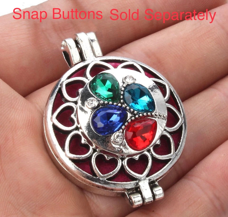 "AromaSnap: Essential Oil Aromatherapy Snap Locket Pendant Necklace for 20mm and 18mm Snap Buttons"(1pc)