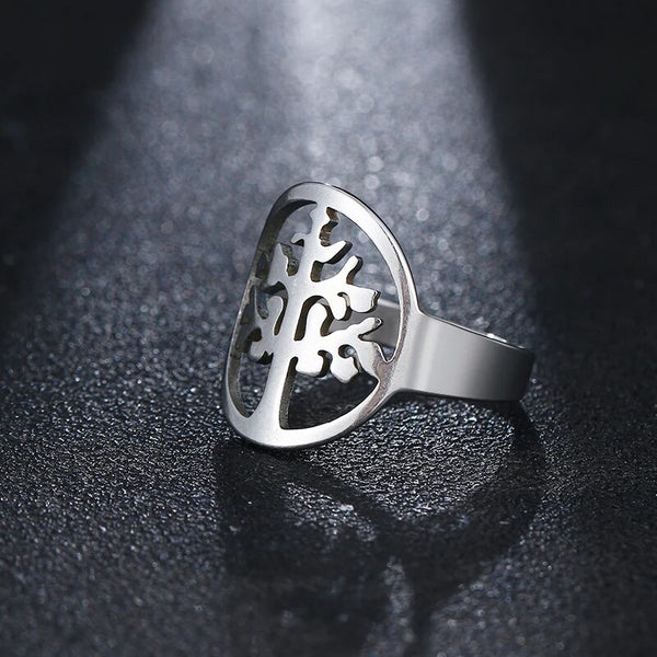 "Eternal Connection: Stainless Steel Tree of Life/Family Tree Ring for Women or Men"