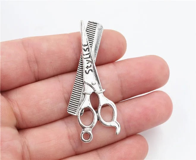 Hairstylist's Scissors and Comb Charm/Pendant: Celebrating Artistry and Passion (1pc)