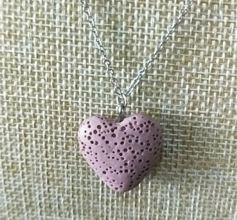 "Stainless Steel Lava Heart Aromatherapy Necklace: Infuse Love and Serenity"