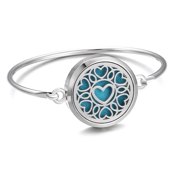 "Love's Aroma: Stainless Steel Magnetic Locket Bracelet for Essential Oil Aromatherapy"