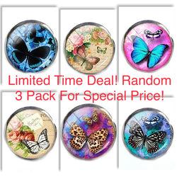 "Whimsical Butterfly Snap Button Collection - Random 3 Pack: Limited-Time Delight!"